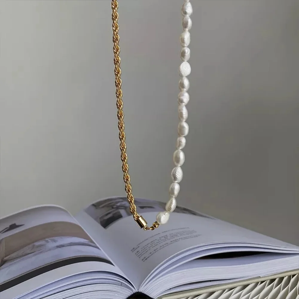NEW FRESHWATER PEAL KOREAN PERSONALITY FEMININITY RETRO COLLARBONE CHAIN NECKLAC - Picture 4 of 5